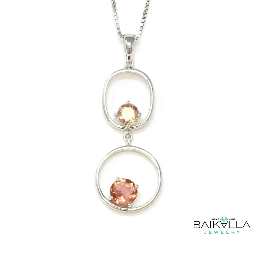 Baikalla Jewelry Gemstone Pendant Necklace Baikalla™ "Diana" 14k Gold Natural  2 Oregon Sunstones Pendant Necklace