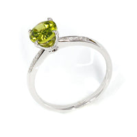 Baikalla Jewelry 18k Gold Peridot Ring Baikalla™ 14k White Gold Natural Round Brilliant Peridot Diamond Anniversary Ring #R13