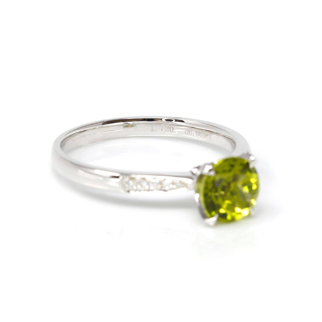 Baikalla Jewelry 18k Gold Peridot Ring Baikalla™ 14k White Gold Natural Round Brilliant Peridot Diamond Anniversary Ring #R13
