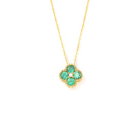 Baikalla Jewelry 18k Yellow Gold Emerald Clover With 1/5 CTW Diamonds Pendant Necklace