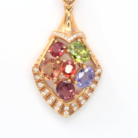 Baikalla Jewelry Gemstone Pendant Necklace 18k Rose Gold Sapphire & Diamond Pendant Necklace