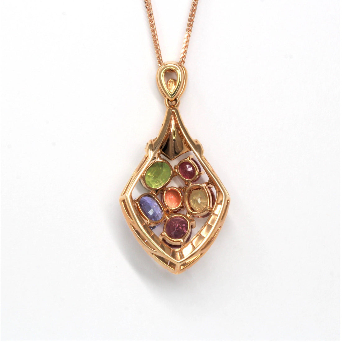 Baikalla Jewelry Gemstone Pendant Necklace 18k Rose Gold Sapphire & Diamond Pendant Necklace