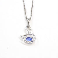 Baikalla Jewelry Gemstone Pendant Necklace Baikalla™ "Love Swan" 18k White Gold & Genuine Tanzanite Swan Pendant Necklace