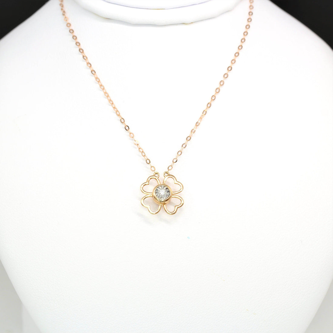 Baikalla Jewelry Gemstone Pendant Necklace Baikalla™ "Lucky 4 Leaf Clover" 18K Rose Gold & Ruby & Diamond Pendant Necklace (4 in 1)