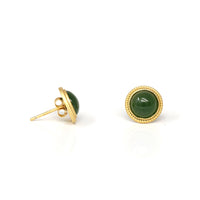 Baikalla Jewelry Silver Gemstone Earrings Baikalla™ 'Classic Studs" Gold Plated Sterling Silver Real Green Jade Stud Earrings