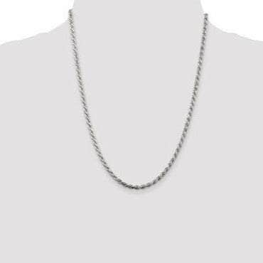 Baikalla Jewelry 14K Yellow Gold Pendant Sterling Silver 3 mm Solid Diamond-cut Rope Chain with Lobster Clasp