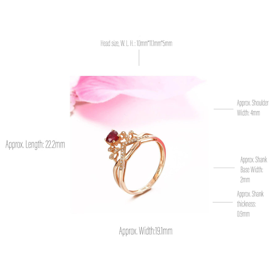 Baikalla Jewelry Gold Ruby Ring Baikalla™  18k Rose Gold & Natural A Ruby ( 1/2 ct ) Ring With Diamonds