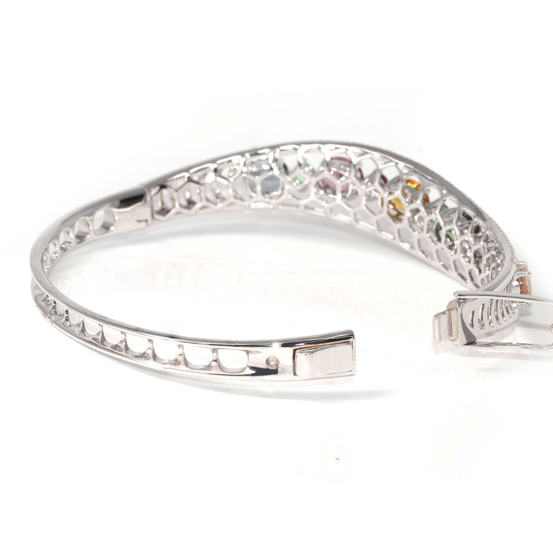 Baikalla Jewelry Gold Sapphire Bracelet 18K White Gold Multiple Colors Sapphire Diamond Hinge Bangle Bracelet