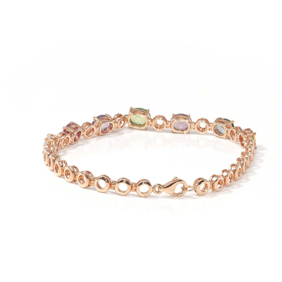 Baikalla Jewelry Gold Ruby Bracelet Baikalla™ 18K Rose Gold Natural Color Sapphire and Diamond Bypass Hinge Bracelet