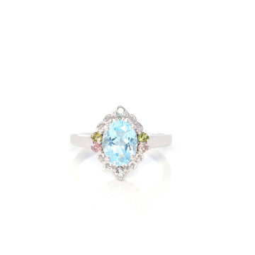 Baikalla Jewelry Gemstone Ring Baikalla™ Sterling Silver Sky Blue Topaz Ring With Tourmaline