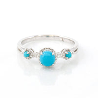 Baikalla Jewelry Turquoise Ring Baikalla™ "Helena" 18k White Solid Gold Genuine Persian Blue 3 Stone Arizona Turquoise Diamonds Ring