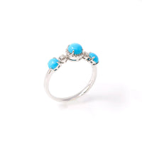 Baikalla Jewelry 18k Gold Turquoise Ring Baikalla™ "Sarah" 18k Gold Genuine 3 Stone Persian Blue Arizona Turquoise Engagement Ring
