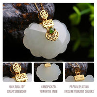 Baikalla Jewelry Silver Gemstone Necklace Sterling Silver Genuine White Jade RuYi Pendant Necklace  with 18k Gold Plated