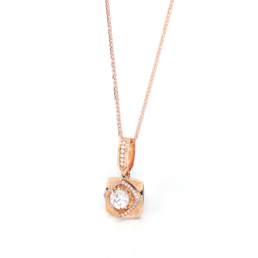 Baikalla Jewelry 18k rose gold necklace 18K Rose Gold Pendant Necklace With CZ