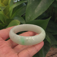 High-quality Yellow- Green Natural Burmese Jadeite Jade Bangle (54.89 mm ) #327