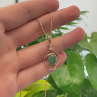 18K Rose Gold Oval Imperial Jadeite Jade Perfume Bottle Necklace with Diamonds