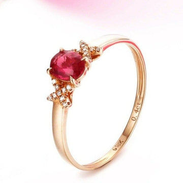 Baikalla Jewelry Gold Ruby Ring 5.5 Baikalla™ 18k Rose Gold & Natural A Ruby ( 2/5 ct )Ring With Diamonds