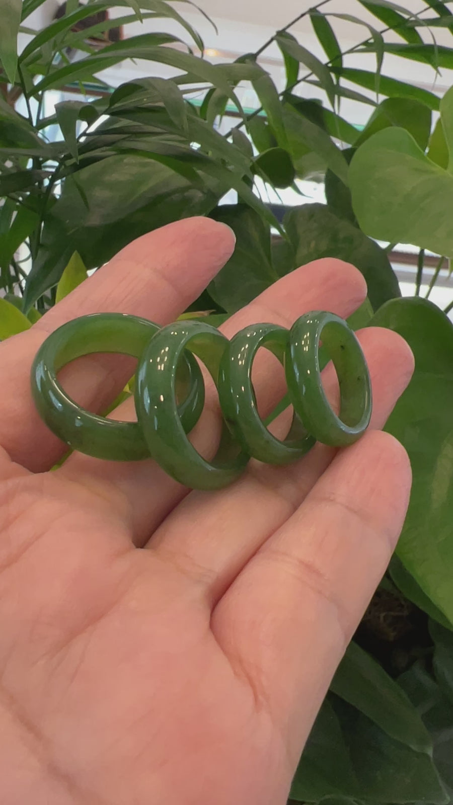 Natural Forest Green Nephrite Jade Band Ring