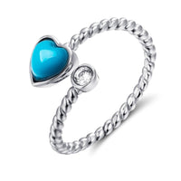 Baikalla Jewelry Silver Turquoise Ring 7 Baikalla™ "Love is Here" Sterling Silver Genuine Persian Blue Arizona Turquoise Love Ring