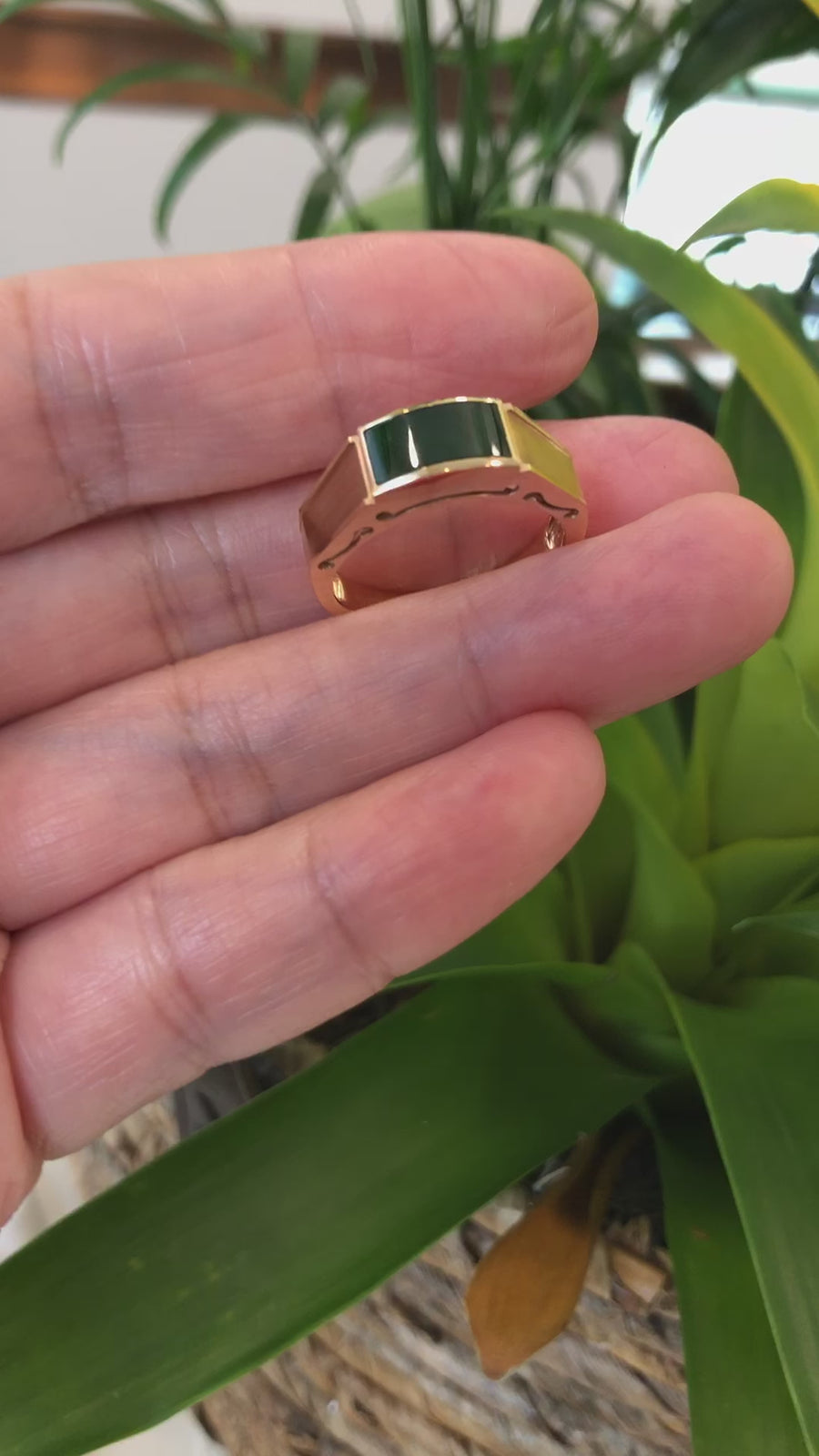Baikalla™ Genuine Burmese Deep Green Jadeite Jade Ring Ring