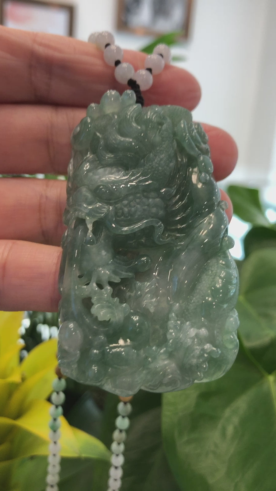 Baikalla™ "Soaring dragon" Natural Jadeite Jade Blue Green Pendant Necklace For Men, Collectibles