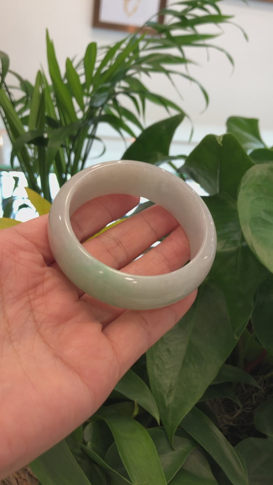 Baikalla Classic Green Natural Jadeite Jade Wider Bangle Bracelet (58.85 mm) #792