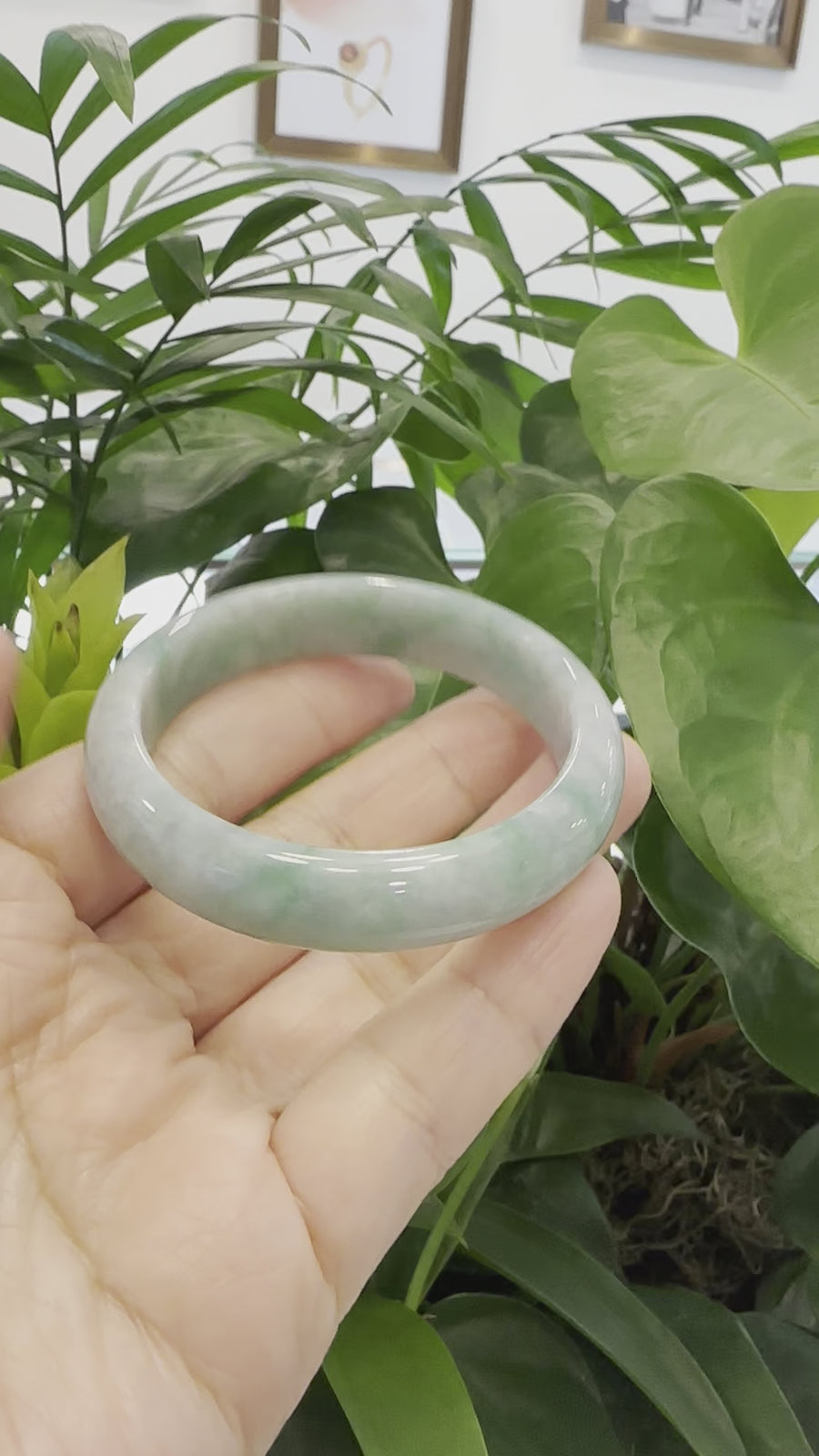 Genuine Burmese Forest Green Jadeite Jade Bangle Bracelet (54.21 mm) #977
