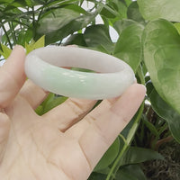 Baikalla Classic Green Natural Jadeite Jade Wider Bangle Bracelet (59.39 mm) #972