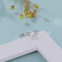 Baikalla™ "Anya" Sterling Silver Moissanite 4 Prong Promise Ring