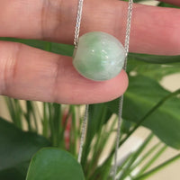 Baikalla™ "Good Luck Button" Necklace Real Ice Blue Green Jade Lucky TongTong Pendant Necklace