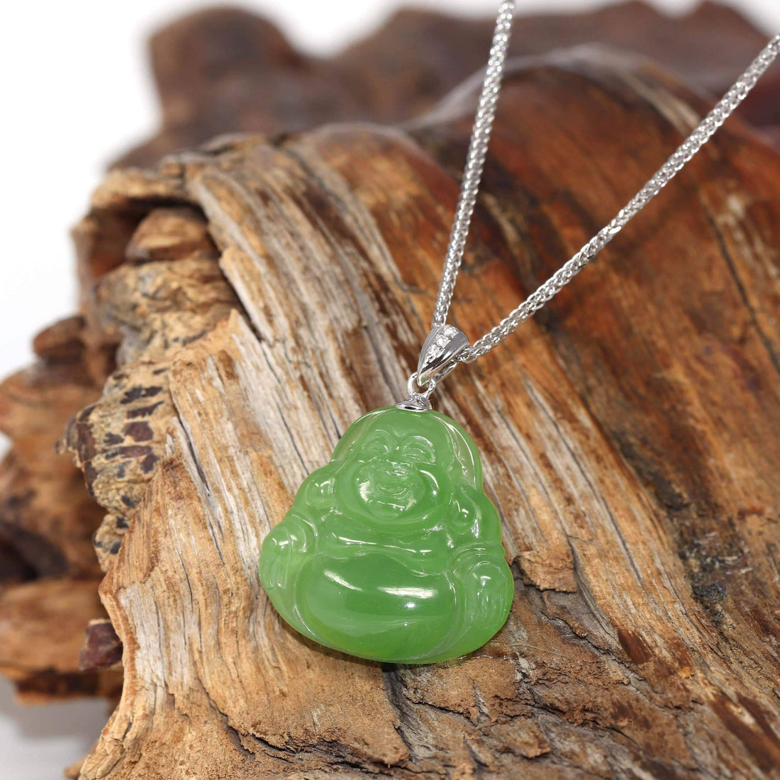 Image of KIN • Green Jade Buddha Necklace | Buddha pendant necklace, Jade  stone jewellery, Jade necklace pendant