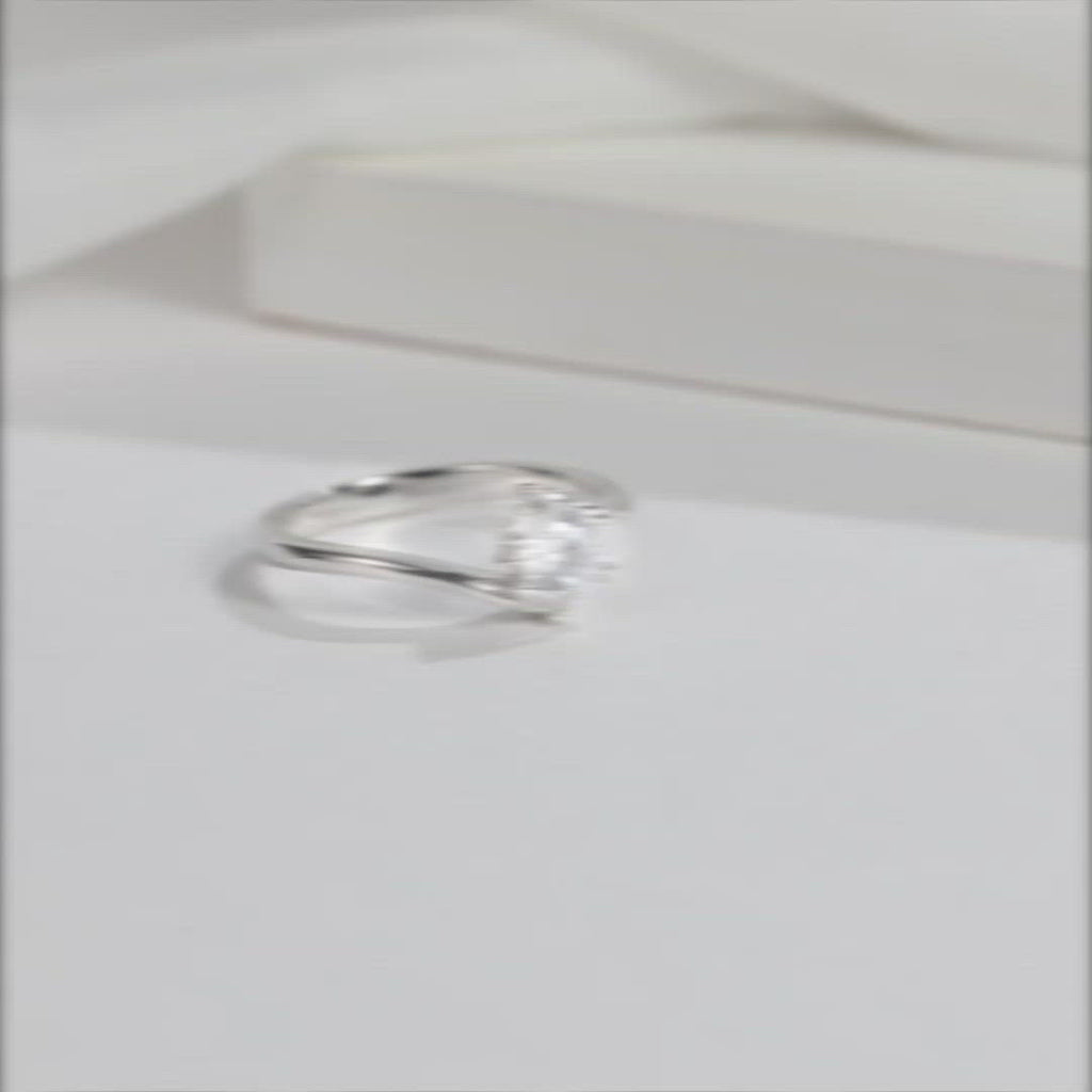 Baikalla™ "Daria" Sterling Silver Moissanite 6 Prong Promise Ring