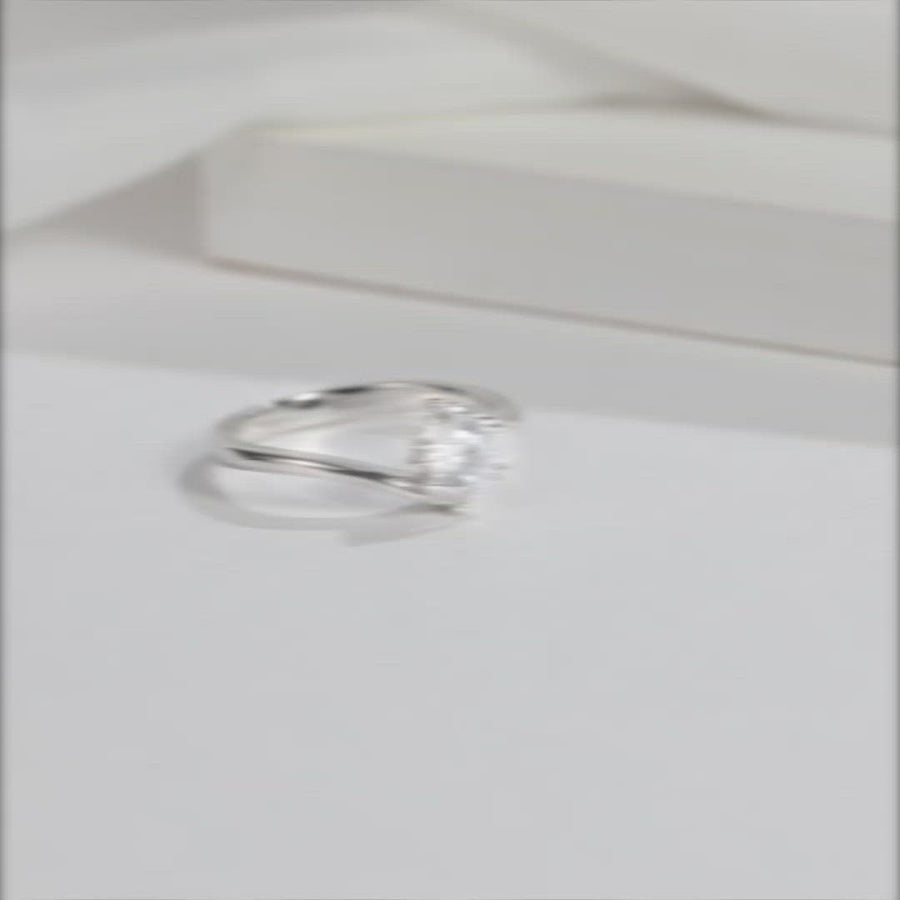 Baikalla™ "Daria" Sterling Silver Moissanite 6 Prong Promise Ring