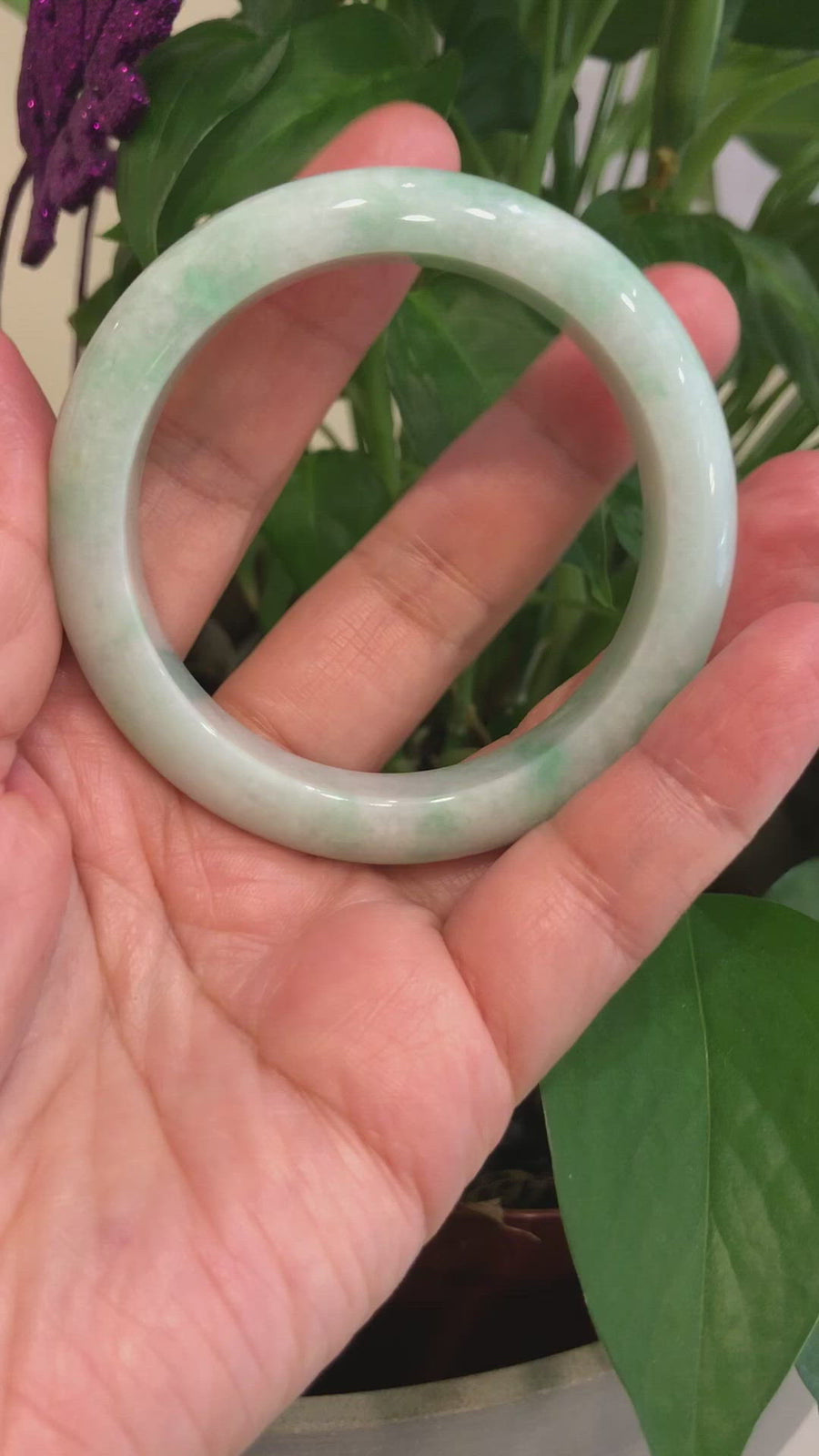 Baikalla™ "Classic Bangle" Genuine Burmese Blue- Green High Quality Jadeite Jade Bangle Bracelet (56.1mm) #153