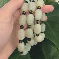 Genuine Nephrite Jade Buddha Symbol TongTong Men's Bracelet