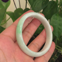 Baikalla™ "Classic Bangle" Genuine Burmese Green Jadeite Jade Oval Bangle Bracelet (58.3 mm) #161