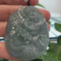Baikalla™ "Soring Dragon" Natural Jadeite Jade Blue Green Pendant Necklace For Men, Collectibles.