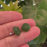 Baikalla™ "Peony Flowers" 14k Solid Gold Real Green Jade Peony Flower Earrings
