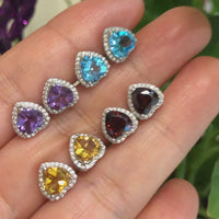 Sterling Silver Heart Shape Natural Amethyst Citrine Garnet Topaz Earrings  | Gemstone And Jade Jewelry, Nephrite Jade Jewelry | Baikalla Jewelry™, Find your Natural Gems and Jade Jewelry