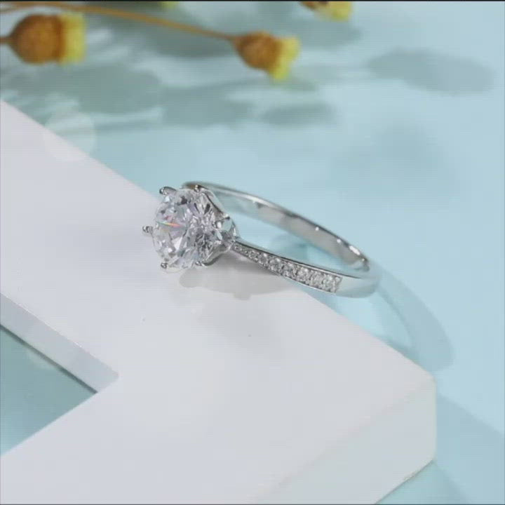Baikalla™ "Emma" Sterling Silver Moissanite Luxury 1.5 CT 6 Prong Promise Ring