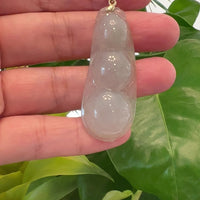 Genuine Ice Jadeite Jade Fu Dou Necklace With White Gold VSI Diamond Bail