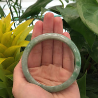 "Classic Bangle" Forest Green Genuine Jadeite Jade Bangle (59.46 mm ) #631