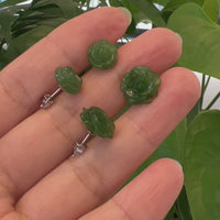 Baikalla™ "Rose Flowers" 14k Solid Gold Real Green Jade Rose Flower Earrings