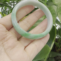 Baikalla Classic Green Natural Jadeite Jade Wider Bangle Bracelet (55.36 mm) #963