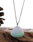 Baikalla Jewelry Jade Buddha Pendant Pendant Only 14k White Gold Bail "Laughing Buddha" Genuine Vibrant Lavender Green Jadeite Jade Buddha Pendant Necklace