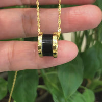 Baikalla™ Sterling Silver Real Black Nephrite Jade Classic Square Pendant Necklace