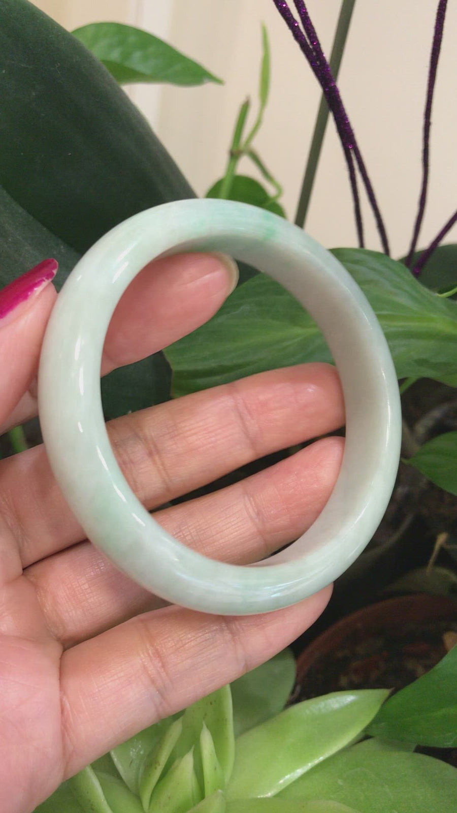 Natural Burmese Jadeite Jade Bangle Bracelet ( 58.1 mm )#462