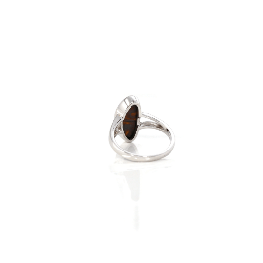 Baikalla Jewelry Sterling Silver Gemstone Ring Sterling Silver Oval Australian Black Opal Bezel Set Ring