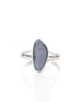 Baikalla Jewelry Sterling Silver Gemstone Ring 6 Sterling Silver Oval Australian Black Opal Bezel Set Ring