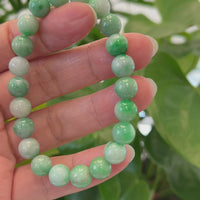 Jadeite Jade 9 mm Round Green Beads Bracelet ( 9 mm )